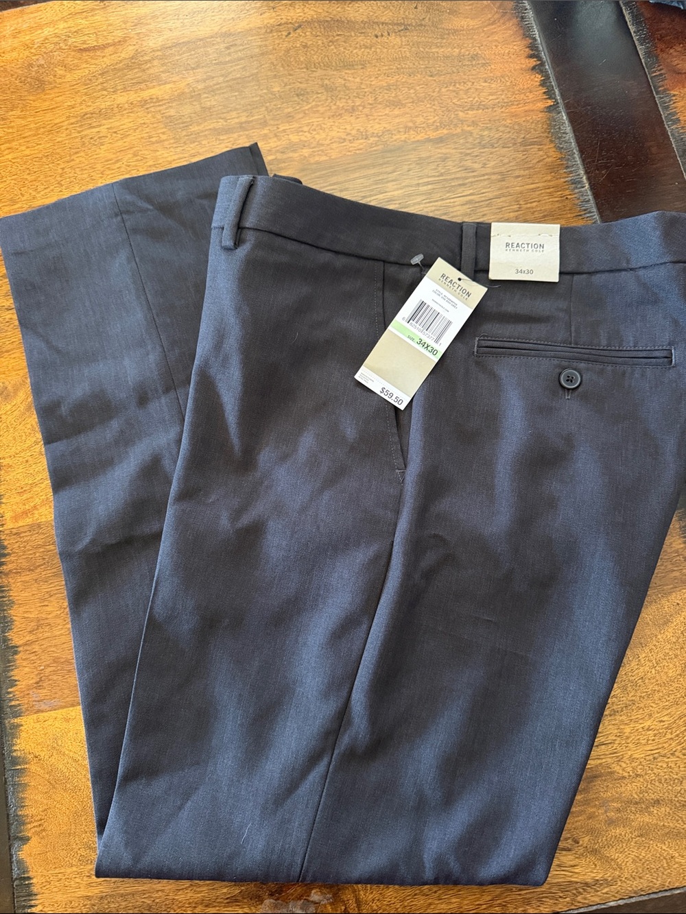 Kenneth Cole Reaction Men's ash grey Flat-Front Dress Pants 34 x 30